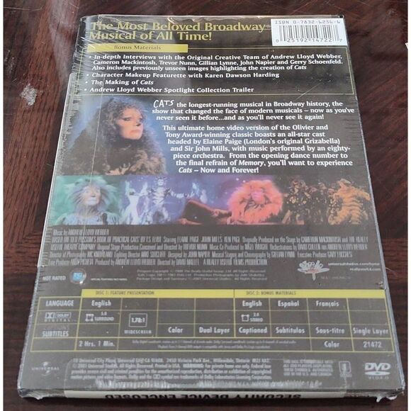 Cats Ultimate Edition Broadway Musical 2 DVD Andrew Lloyd Webber SEALED - Picture 3 of 4